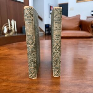 Vintage Bobbsey Twins Books 1 & 2 Hardcover Set 1950 Grosset&Dunlap Green Tweed